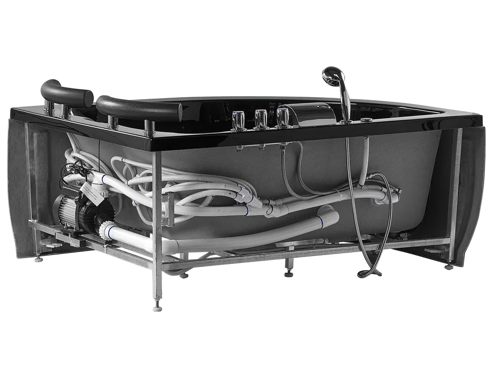 Corner Hot Tub with LED PARADISO 1580 x 1130 mm Black Left Hand_780497