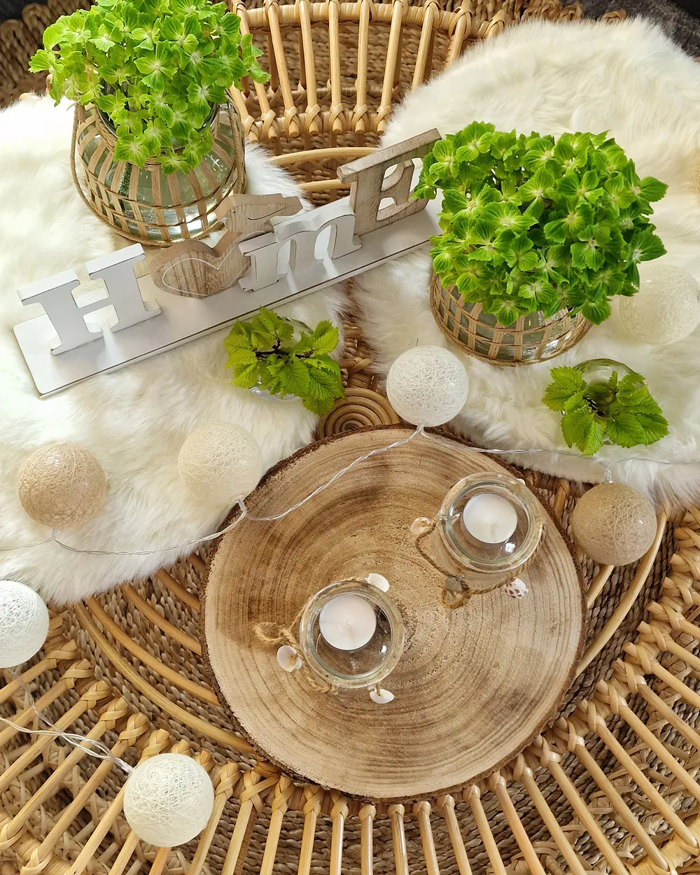 Coffee Table LIMNI Rattan Light Brown_872893