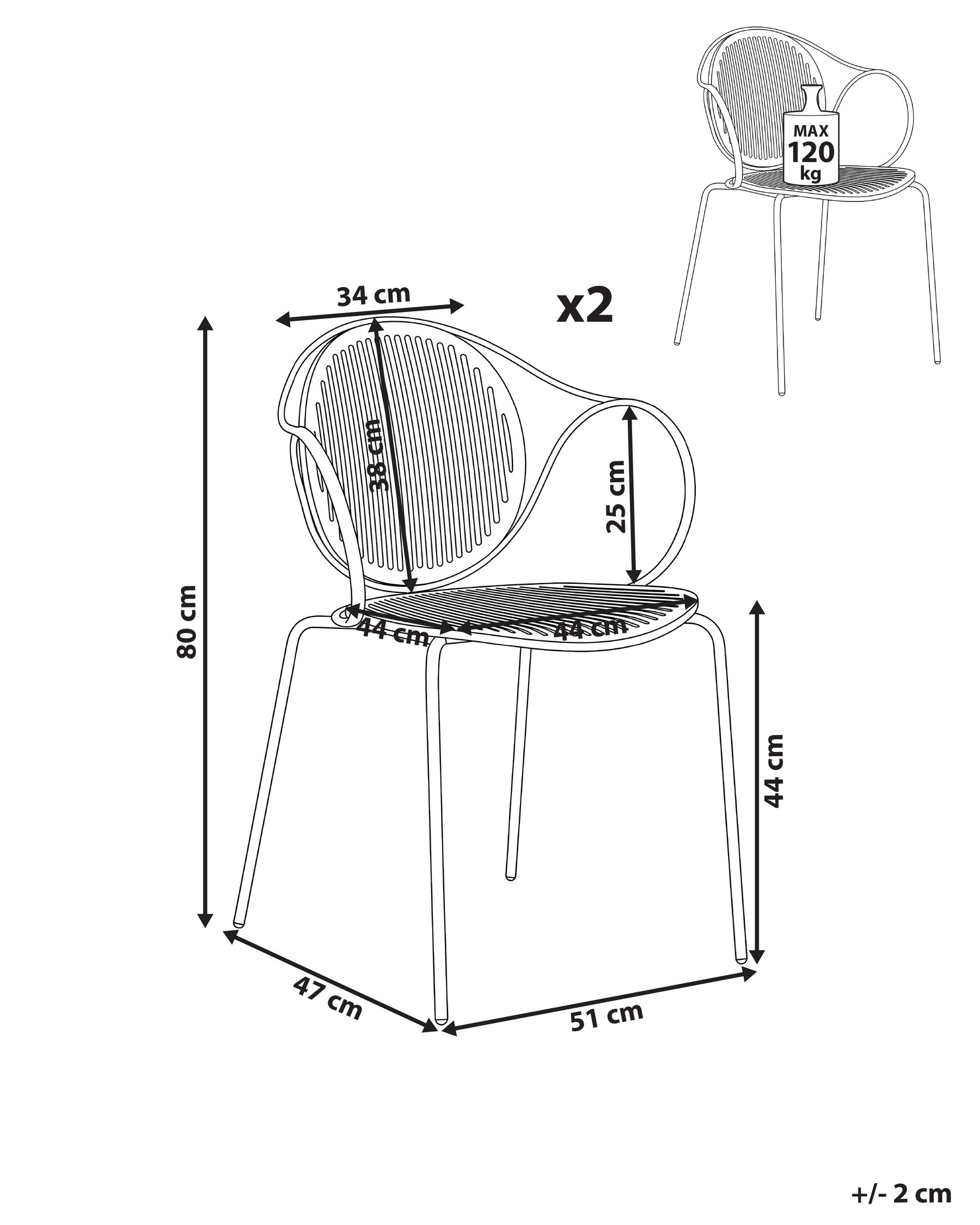 Set of 2 Garden Chairs IKARIA Metal Off-White_1049335