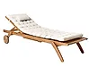 Sun Lounger with Cushion CESANA PREMIUM Reclining Acacia Wood Light Beige