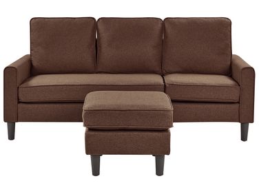 3 Seater Fabric Sofa with Ottoman Brown AVESTA