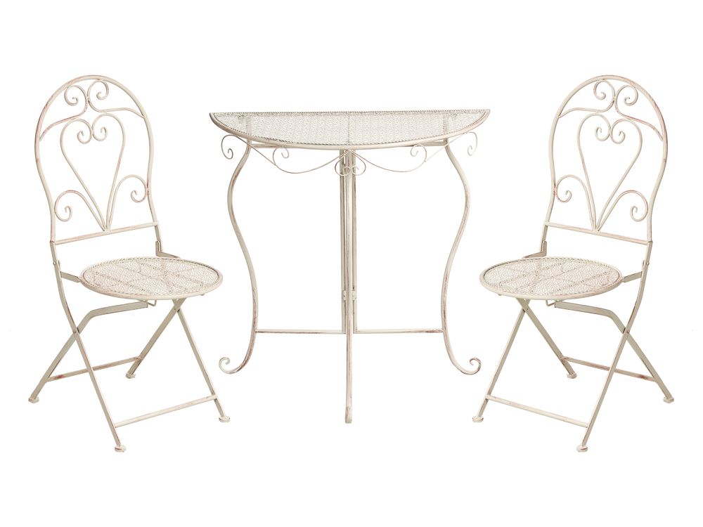 Bistro Set Folding FOLELLI Metal Light Beige