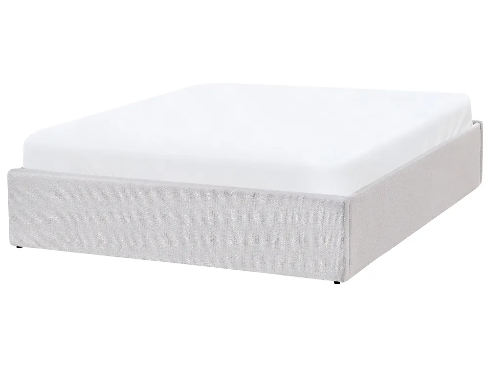 Bett mit Stauraum ohne Kopfteil DINAN Stoff Hellgrau 120 x 200 cm_1188187