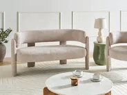 Sofa 2 Seater BUREA Chenille Light Beige_1072712