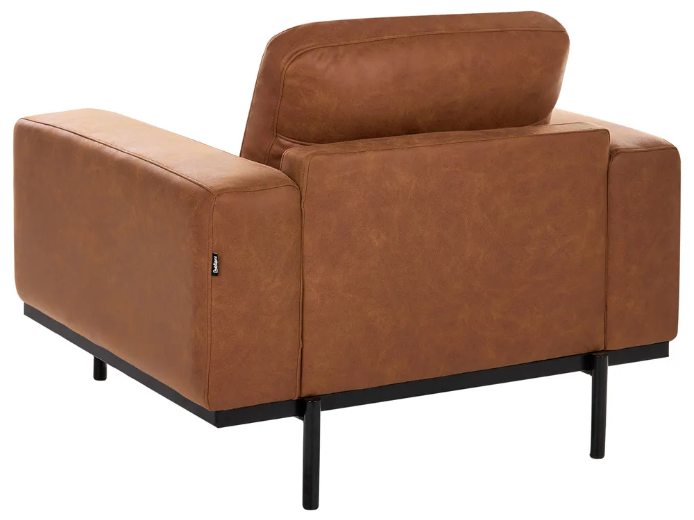 Living Room Set 6 Seater SOVIK Faux Leather Brown_1041227