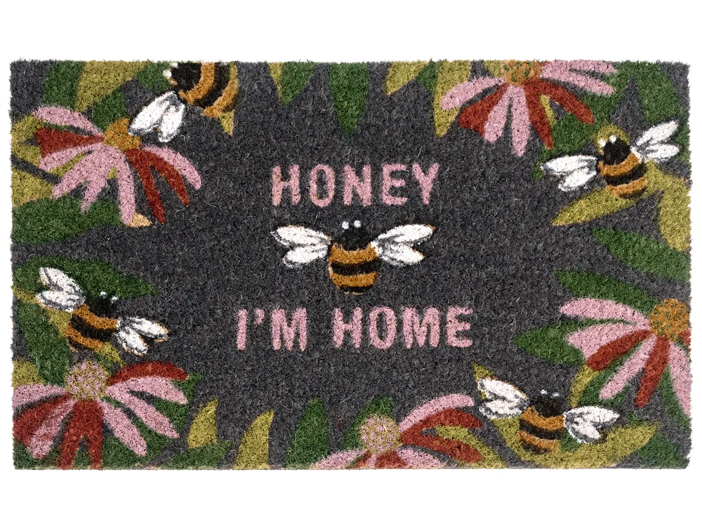 Doormat INIGOK Multicolour 45 x 75 cm Text Bee Coir