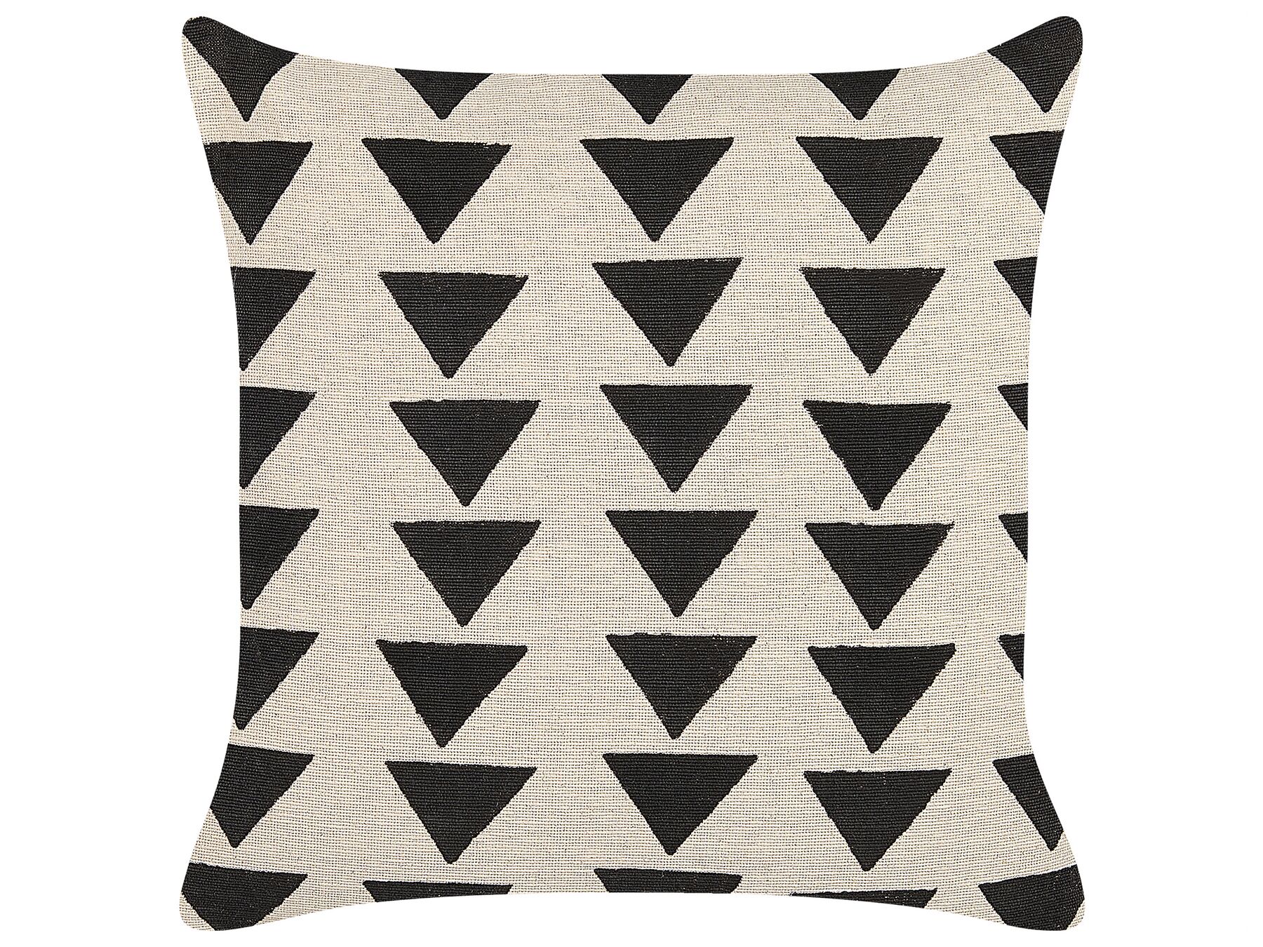 Coussin en coton à motif de triangle beige et noir 45 x 45 cm CERCIS_838593