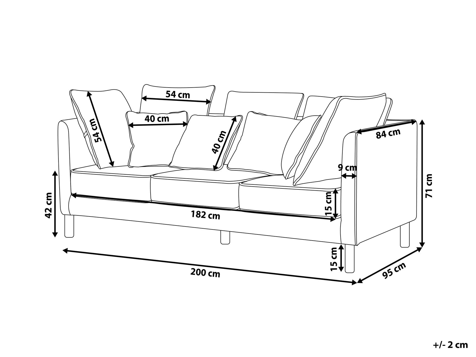 Sofa 3 Seater FENSTAD Fabric Light Grey_897652