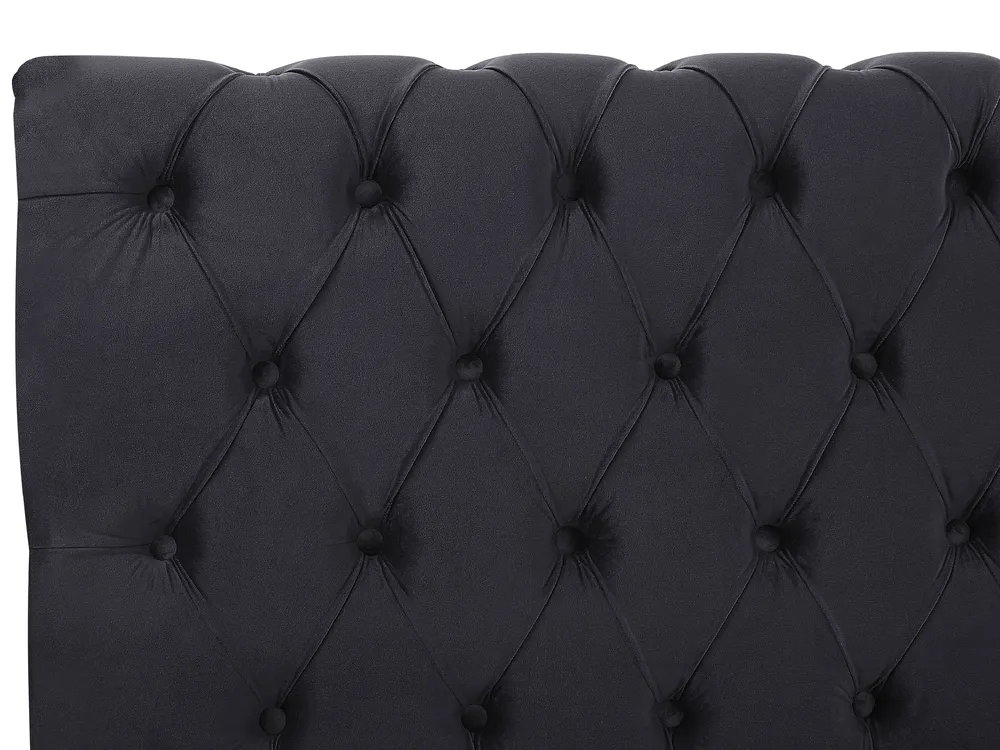 Bett mit Lattenrost Samtstoff AVALLON 140 x 200 cm Schwarz_743639