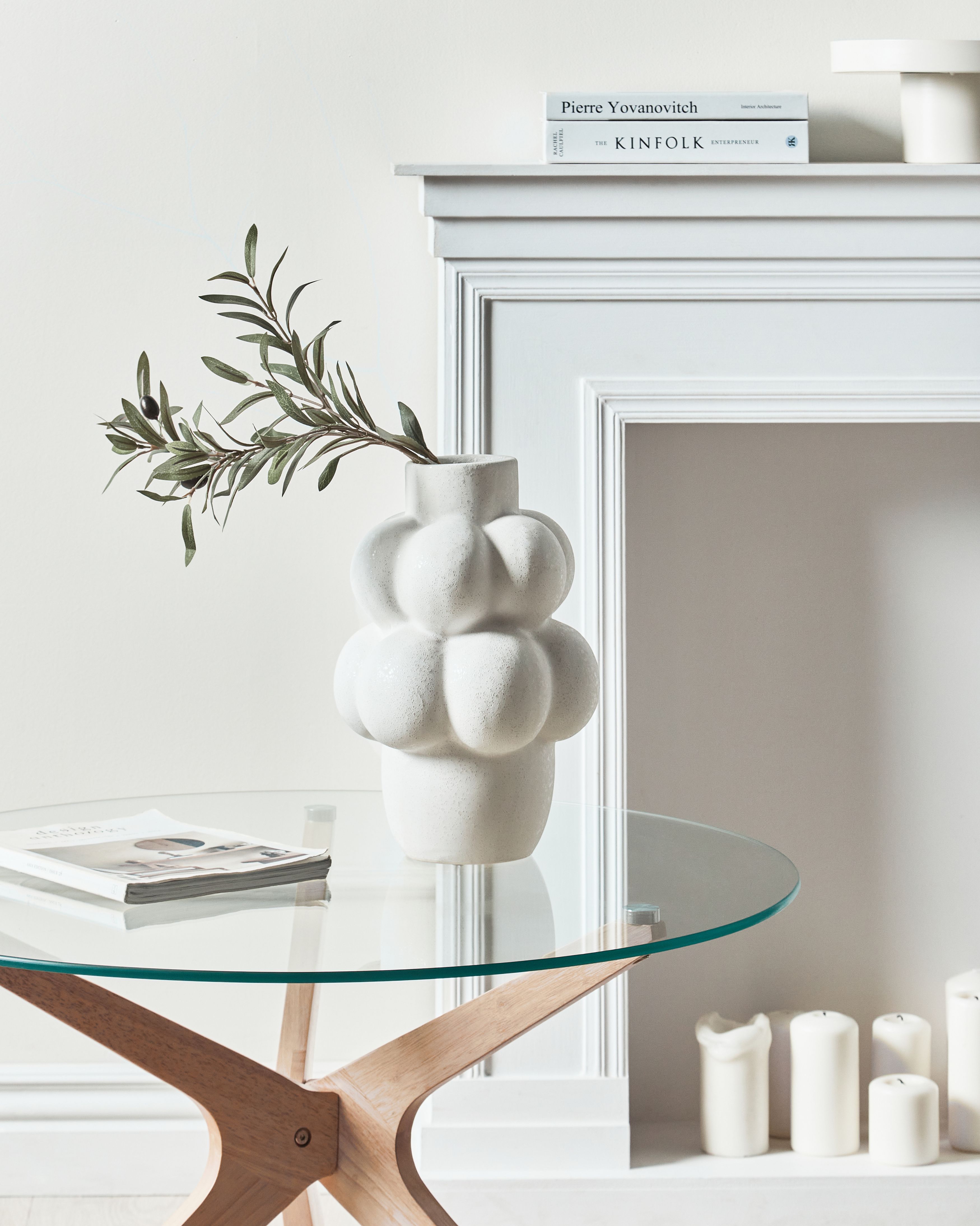 Bloomingville Beta Birka White Ceramic Vase