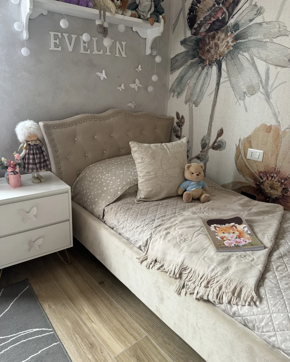 Bed Velvet METZ 90 x 200 cm (EU Single) Beige_933125