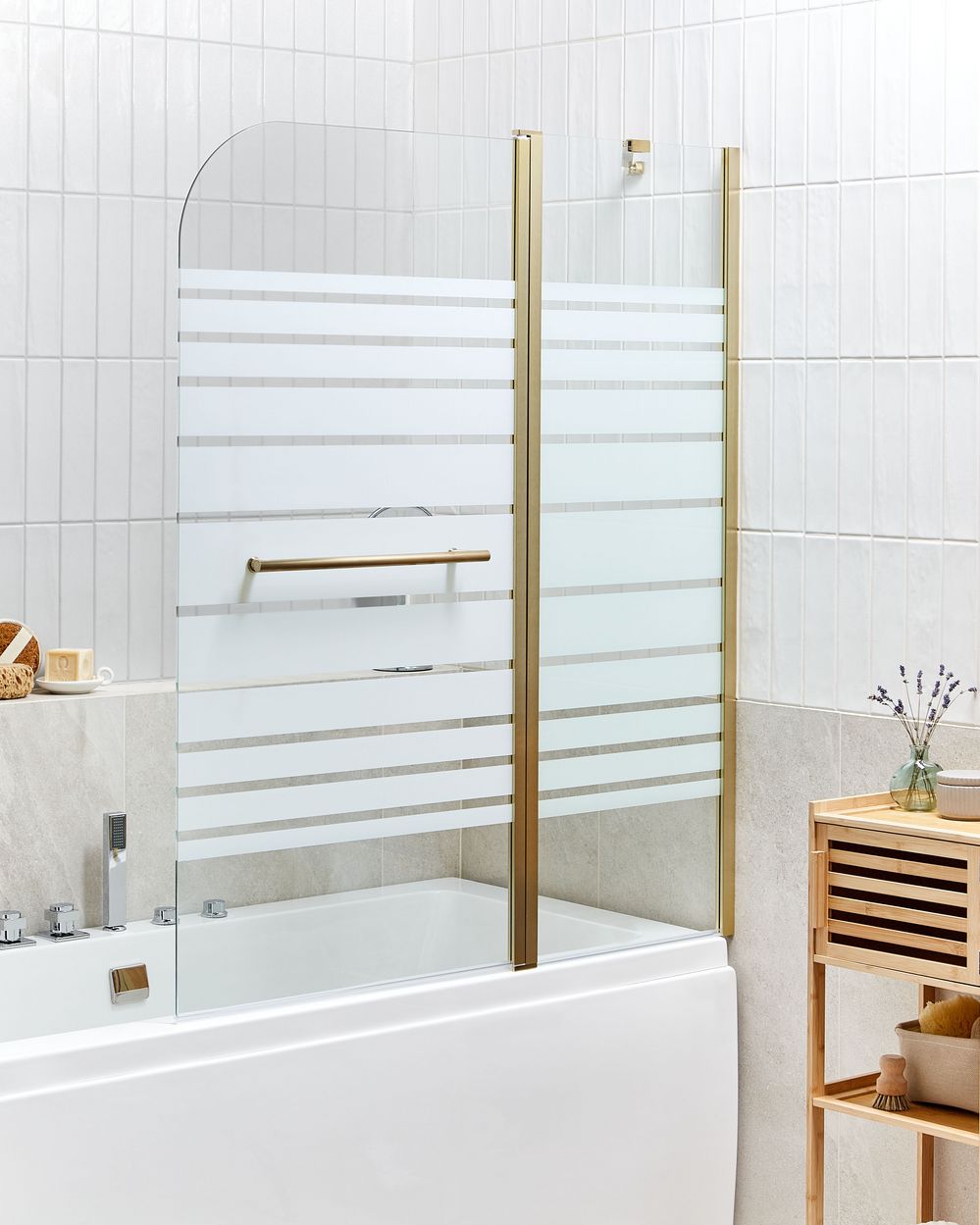 Paroi de bain douche TUAPI 140 x 120 cm Doré