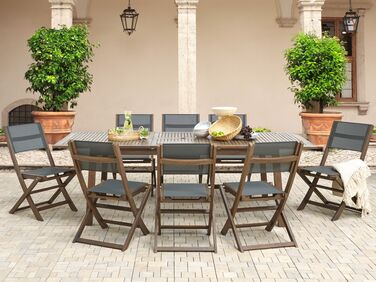 8 Seater Acacia Garden Dining Set Dark Wood CESANA