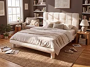Bed Boucle CRESSAT 140 x 200 cm (EU Double) Off-White_1150970