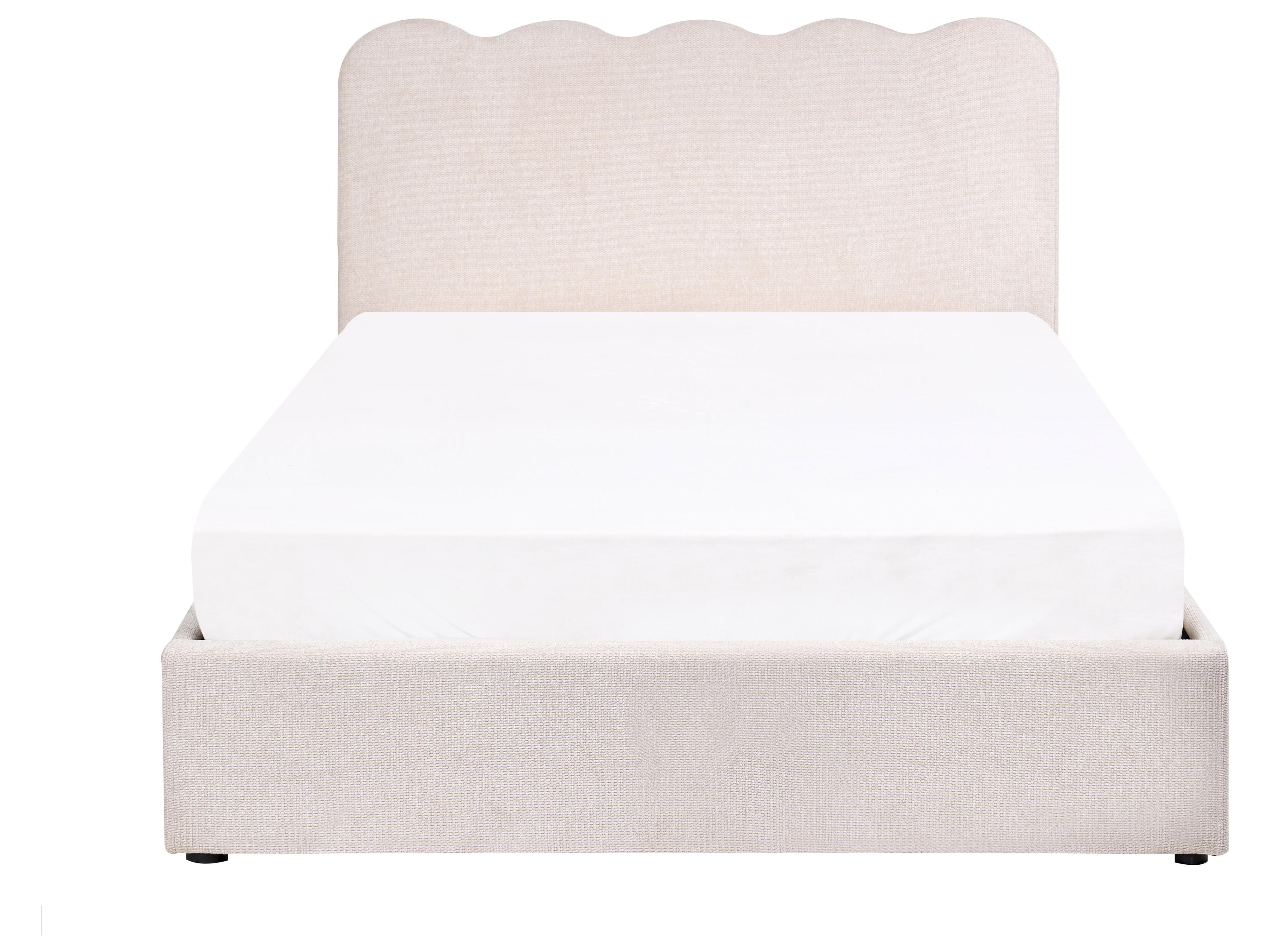 Bett mit Stauraum NANTERRE Stoff Hellbeige 140 x 200 cm_1082343