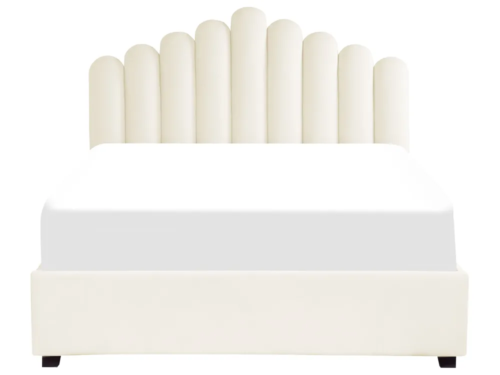 Bett mit Stauraum VINCENNES Samtstoff Cremeweiß 160 x 200 cm_837369
