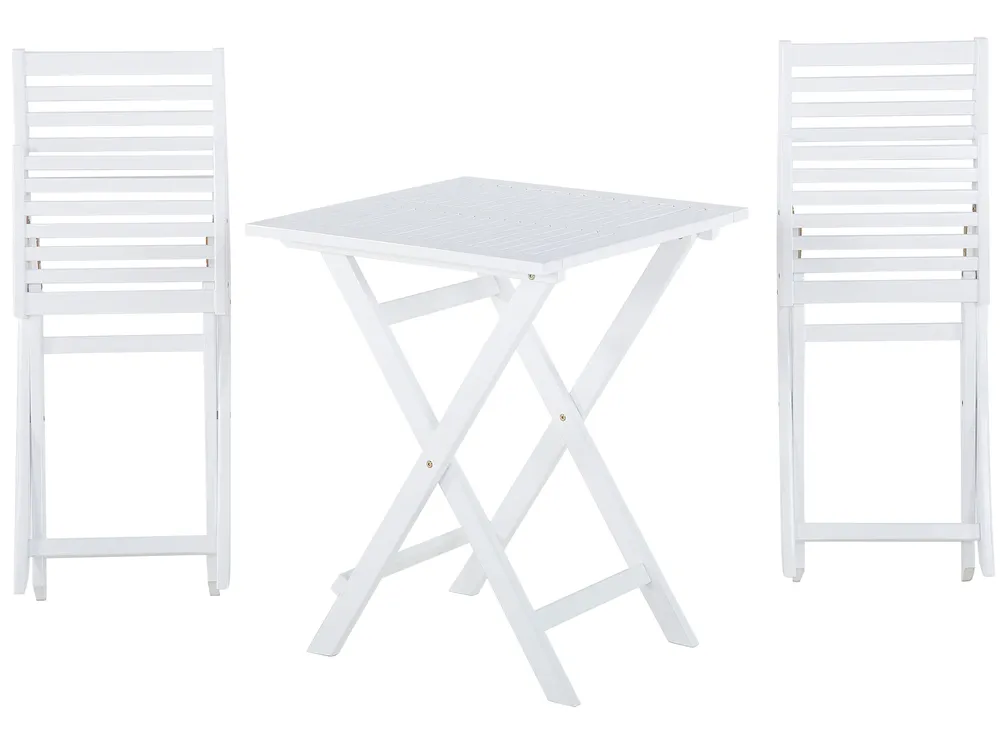 Bistro Set Folding FIJI Acacia Wood White_674199
