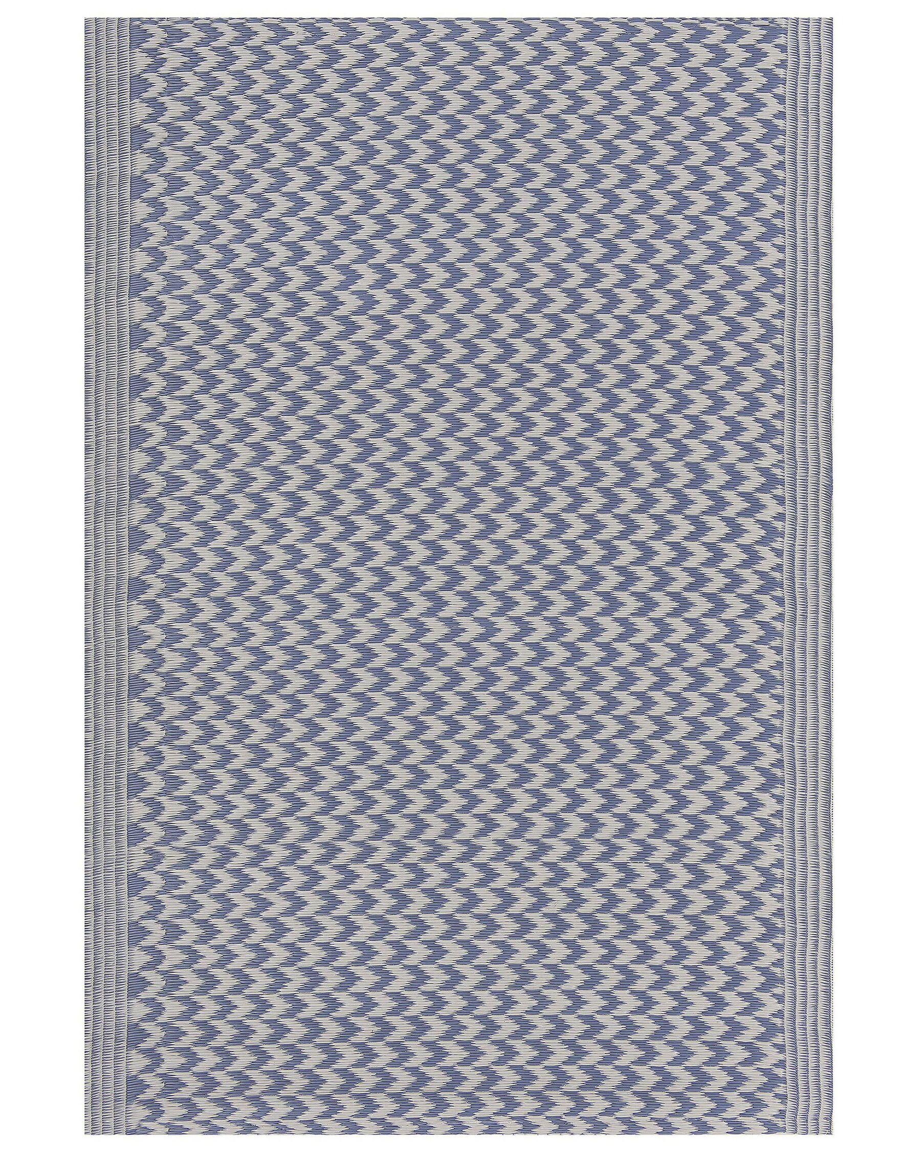Tapis extérieur au motif zigzag bleu 60 x 90 cm MANGO_766465