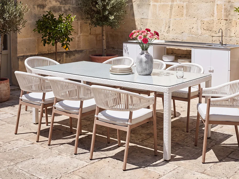 Garden Dining Table ITALY 220 cm 100 cm Glass White_1154958