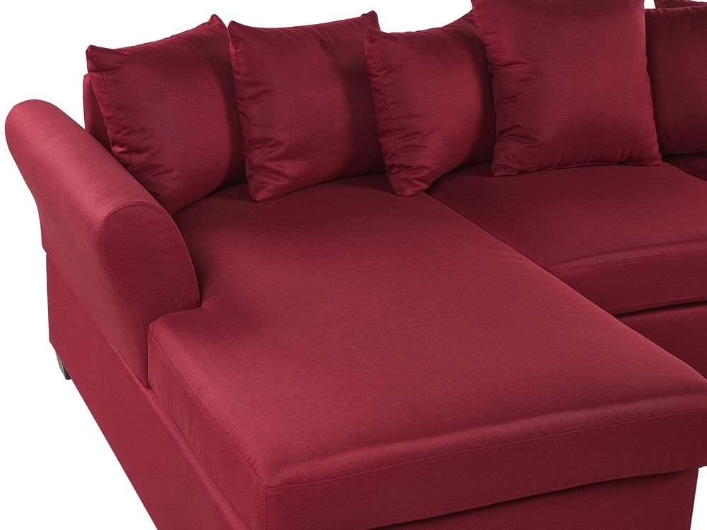 Dark red corner sofa discount