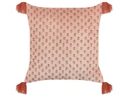 Poduszka dekoracyjna RUMHORA 45 x 45 cm Welur Różowy Wzór kwiatowy_838214