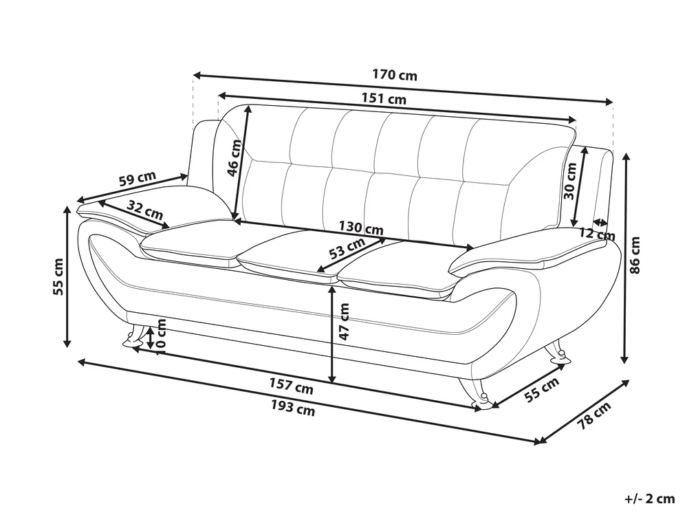 Sofa 3 Seater LEIRA Faux Leather Grey_1058662