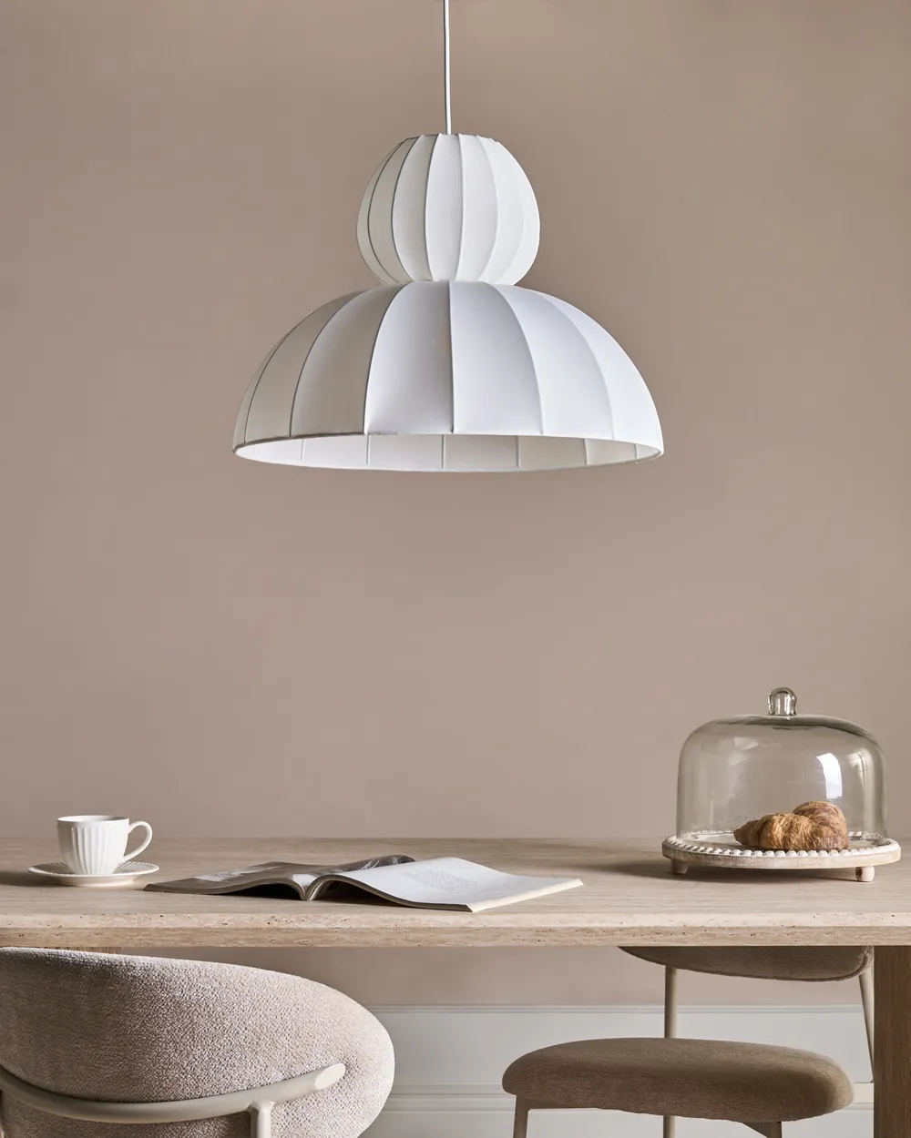 Pendant Lamp GOELETTE Faux Silk White_1008181