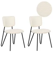 Set of 2 Dining Chairs NELKO Boucle Off-White_884719