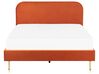 Zamatová posteľ 140 x 200 cm oranžová FLAYAT_834138