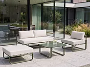 Garden Lounge Set with Table and Ottoman 3 Seater CAMEROTA  Metal Green_1156432
