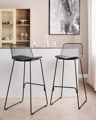 Set of 2 Metal Bar Chairs Black PENSACOLA