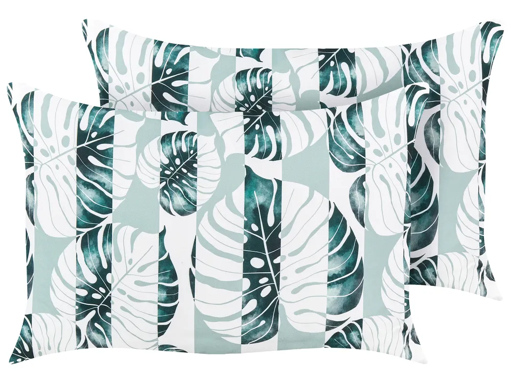 Set of Outdoor Cushions TERMINI Plant Pattern 40 x 60 cm Green