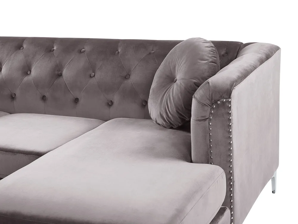 Corner Sofa 3 Seater FLEN Velvet Grey Left Hand_784548