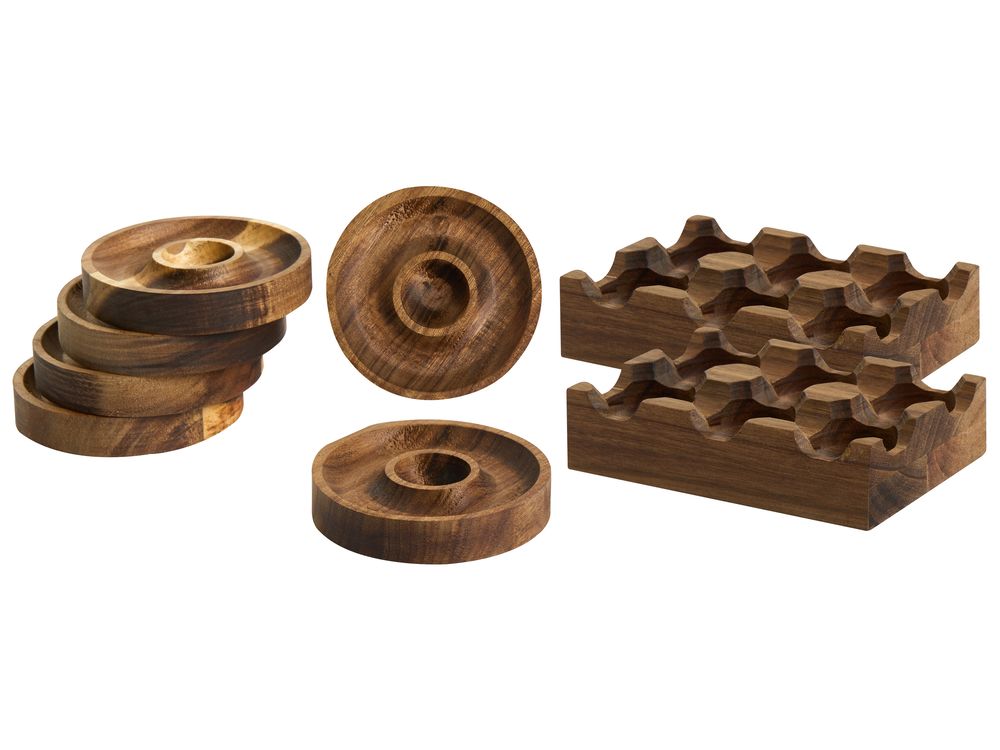 Conjunto de porta-ovos para 8 ovos FOURNIL Madeira de acácia Castanho