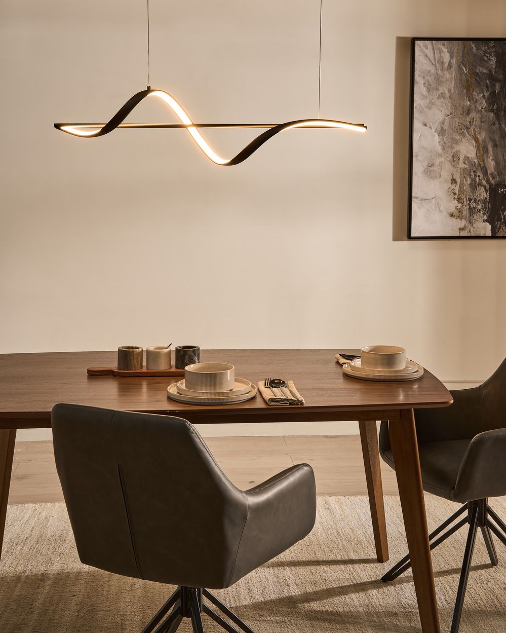 Lampa wisząca LED KHUTTI Z pilotem Ze ściemniaczem Metal Czarny