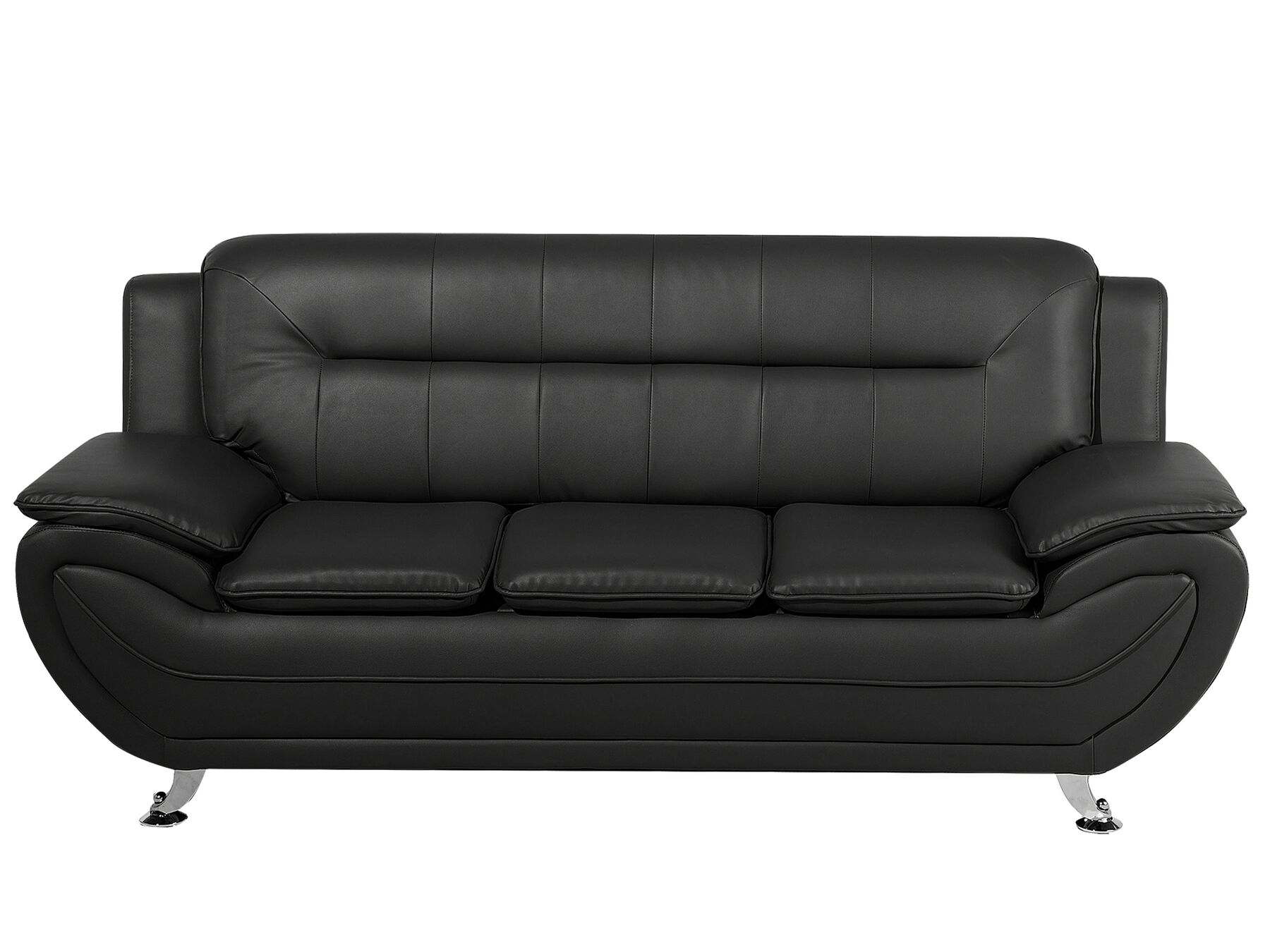 Elegáns háromszemélyes műbőr kanapé fekete színben LEIRA_687394