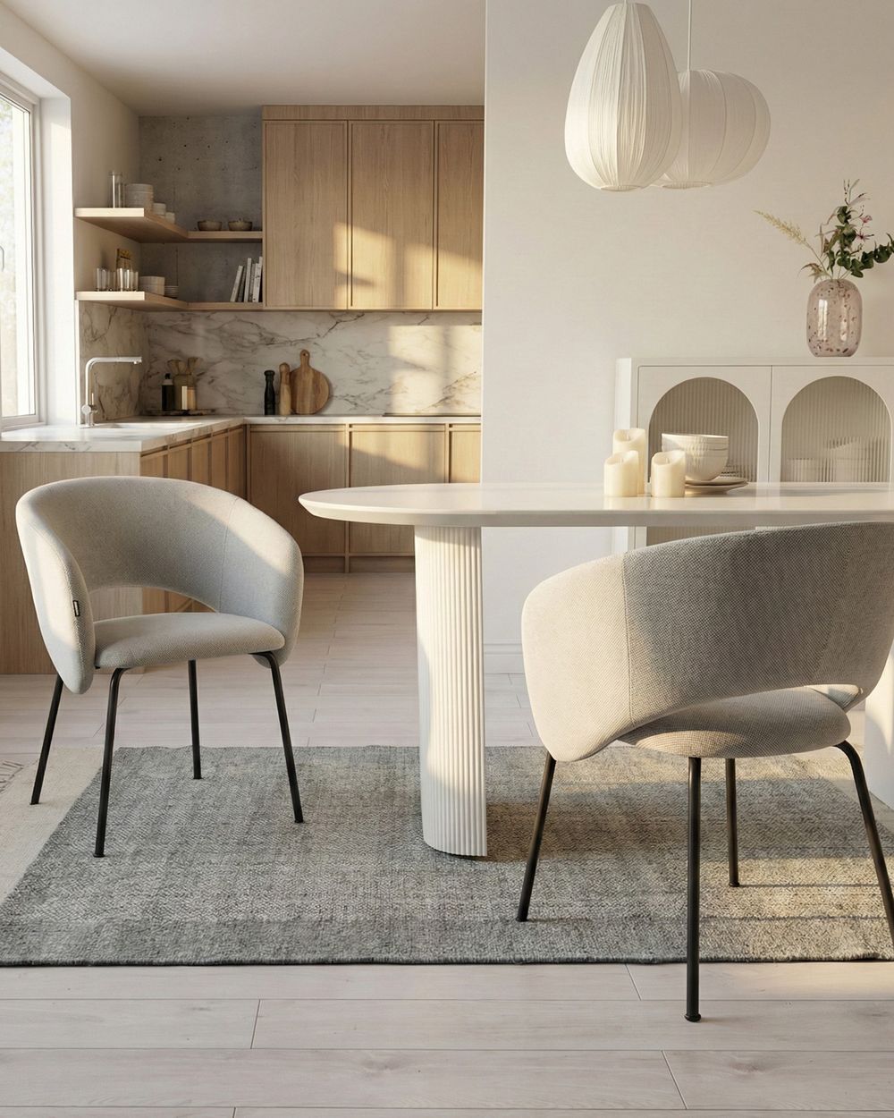 Set de 2 scaune dining BLAKELY Alb-murdar