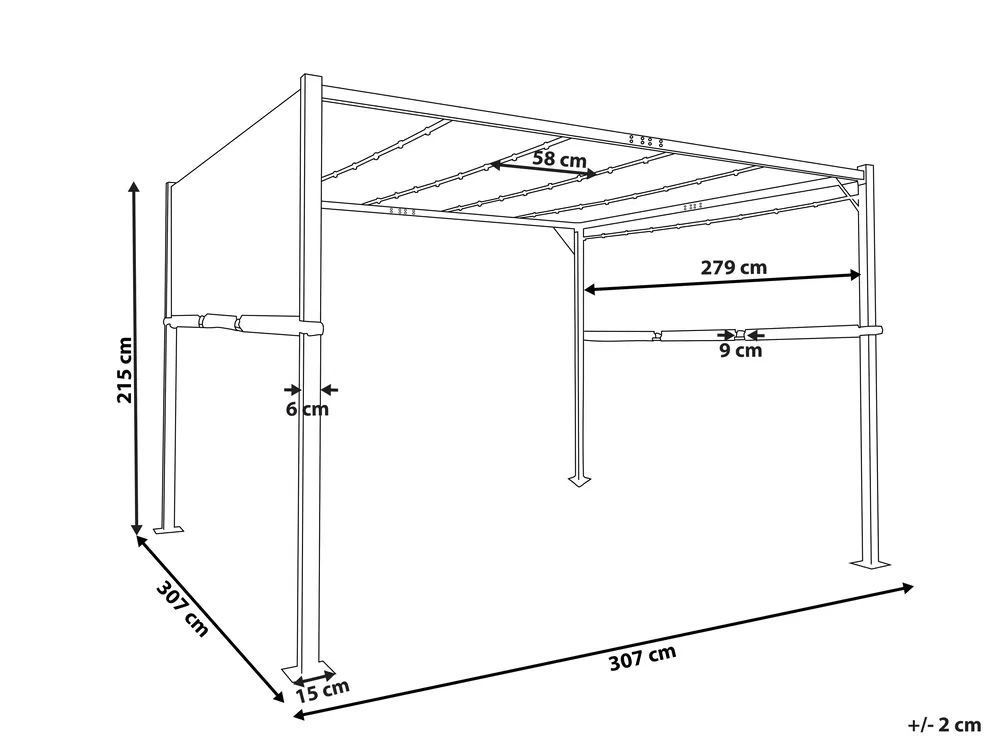 Gazebo LED PARGA 310 cm 310 cm Metallo Grigio_900896