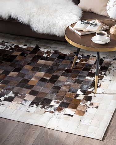 Cowhide Area Rug 160 x 230 cm Brown with Beige OKCULU