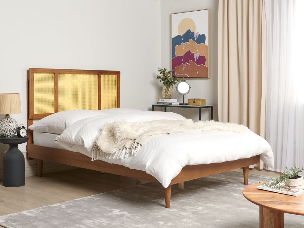 Bed Rattan AURAY 140 x 200 cm (EU Double) Brown