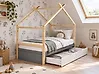 Cama infantil Casa Madera de pino ORGEVAL 90 x 200 cm con almacenaje Gris
