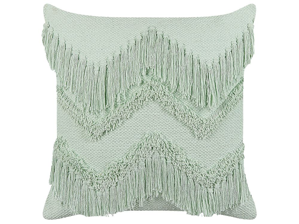 Cotton Cushion with Tassels 45 x 45 cm Light Green BACOPA Beliani