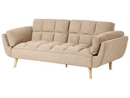 Sofa Bed 3 Seater ASBY Fabric Light Brown_1079497