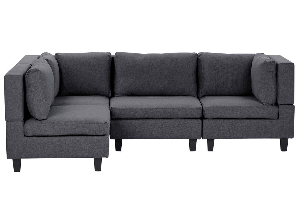 Canapé d'angle modulable 4 places UNSTAD Tissu Gris foncé Côté droit