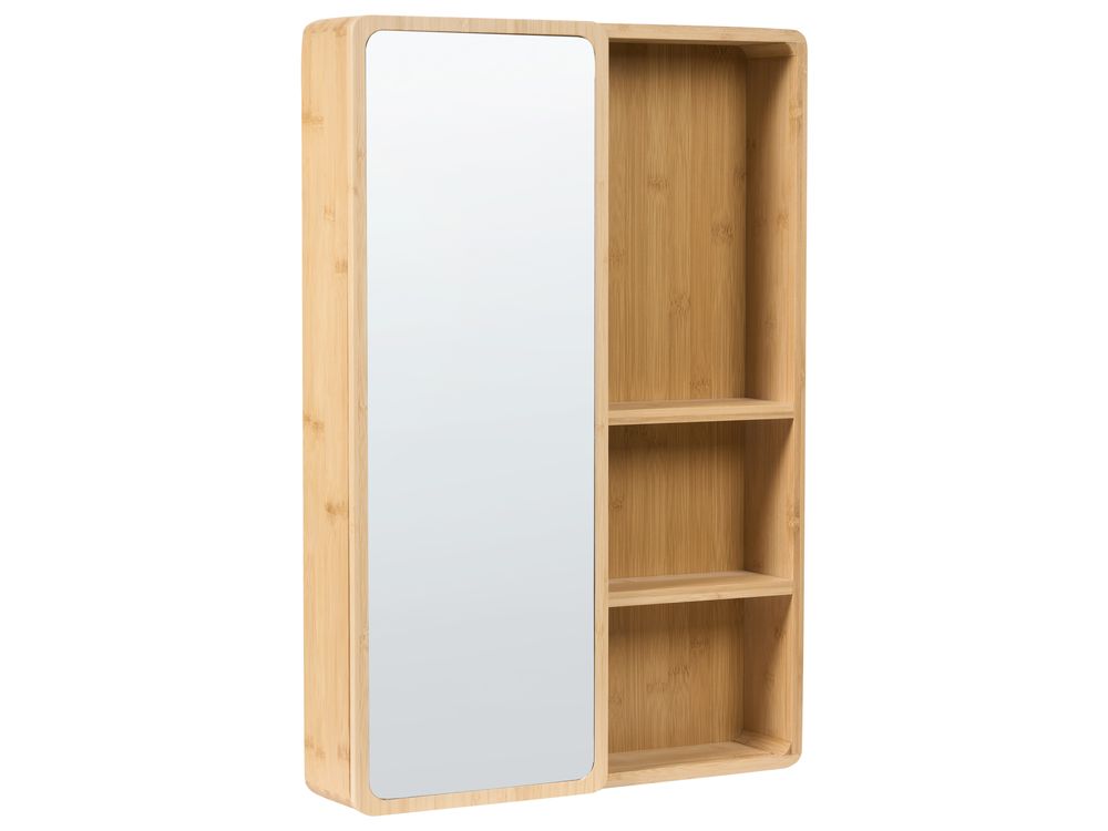 Armário de casa de banho suspenso com espelho GUATAVITA 41 cm 61 cm Castanho claro