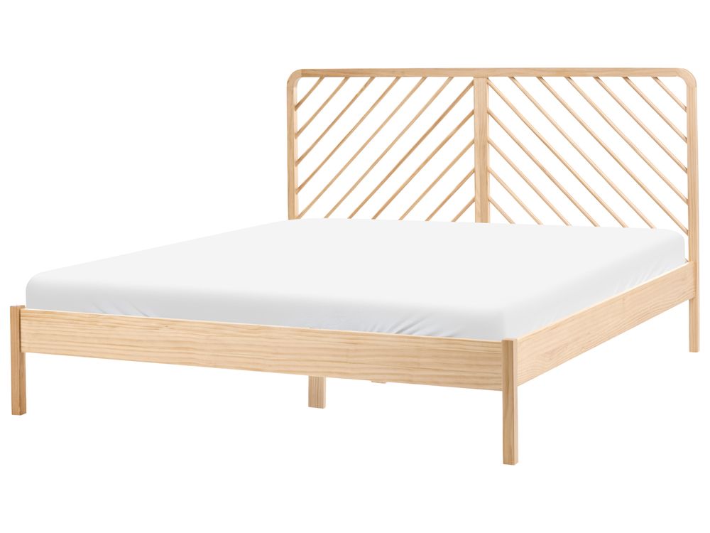 Bed Pine Wood SEPHOS 180 x 200 cm (EU Super King) Light Brown