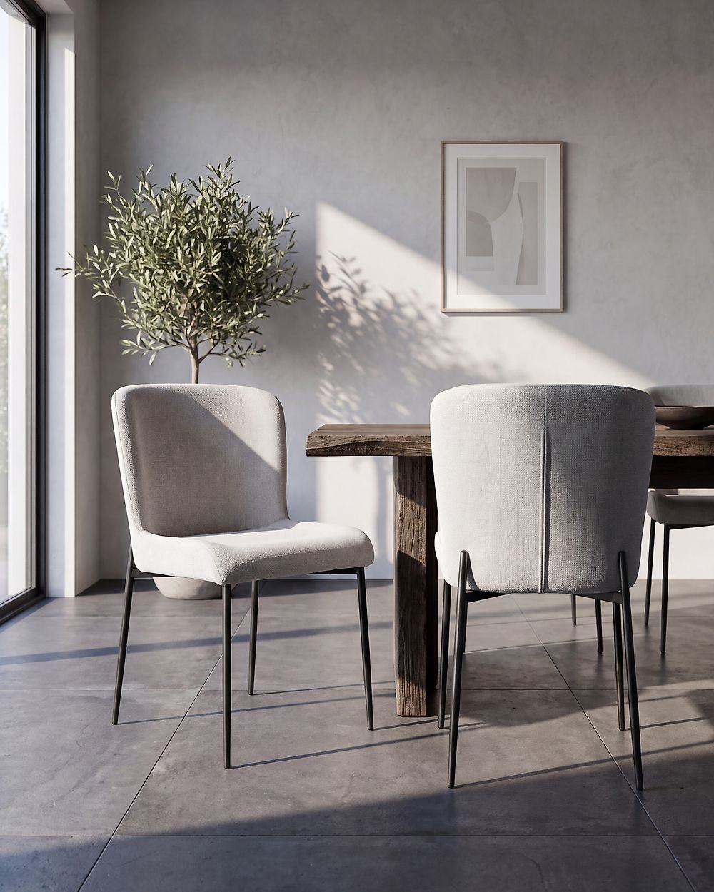 Set of 2 Dining Chairs ADA Fabric Light Grey