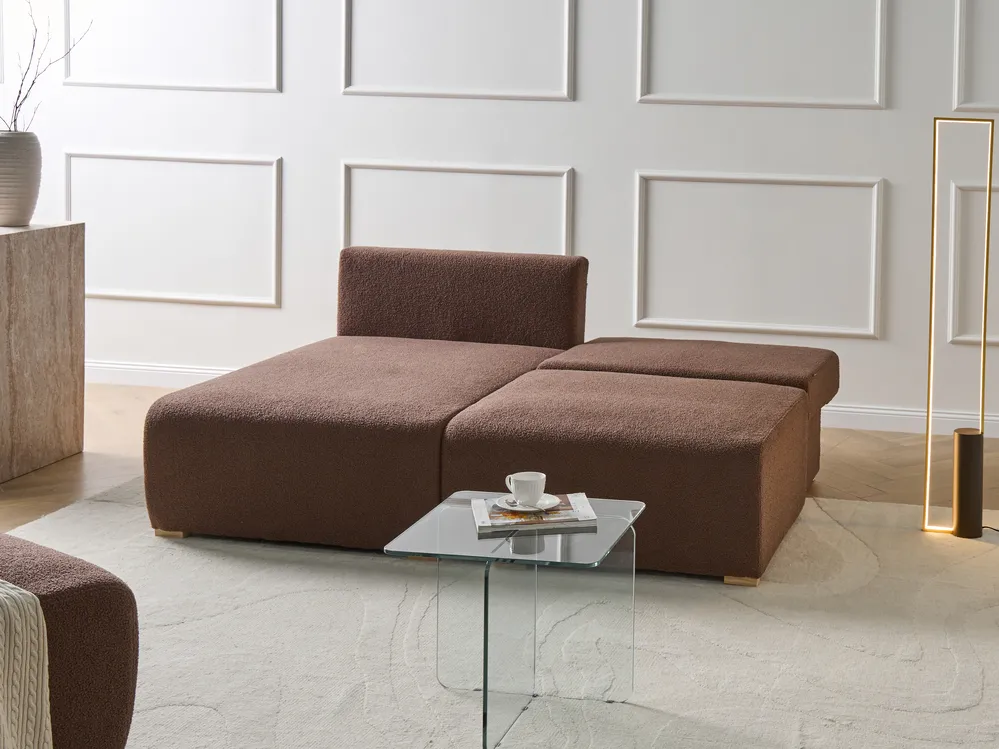 Modular Corner Sofa NERBO Boucle Brown Right Hand_1034366