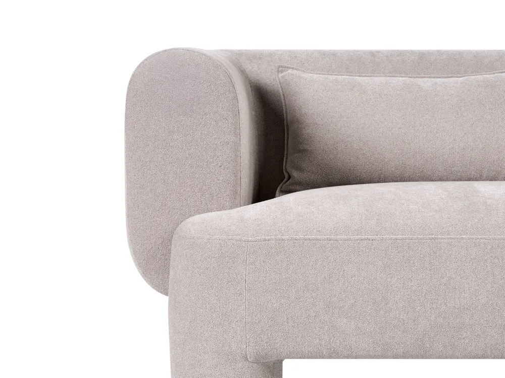 Living Room Set 6 Seater HOGBO with Ottoman Fabric Beige_1050142