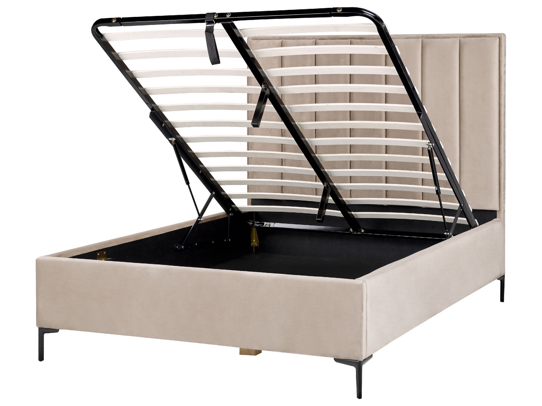 Zamatová posteľ s úložným priestorom 140 x 200 cm sivobéžová SEZANNE_892492